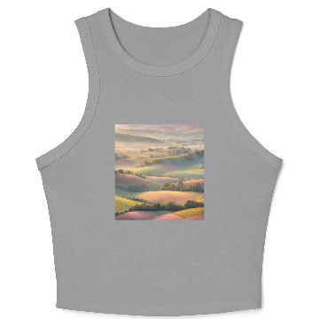 Discover Pastel Rolling Hills Landscape Crop Tank Top