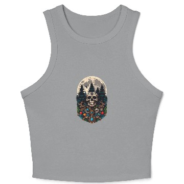 Discover Skull & Forest Moon Design - Gothic Nature Artwork Crop Tank Top