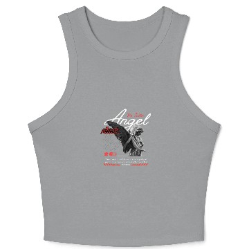 Discover Serene Angel Statue with Dark Wings Crop Tank Top