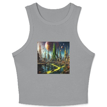 Discover Alien World / Futuristic Sci-Fi Cityscape Crop Tank Top
