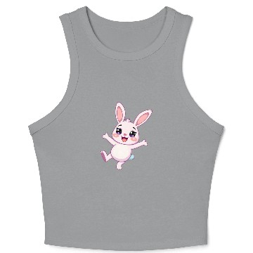 Discover Whimsical Bunny with Sparkling Eyes Crop Tank Top