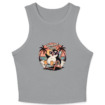 Discover Chill Penguin Weekend Vibes Crop Tank Top