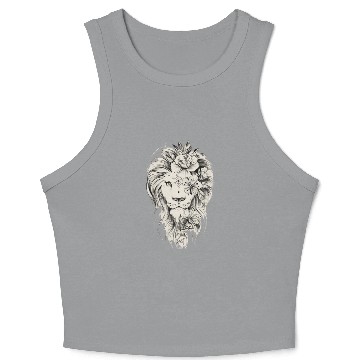 Discover Floral Lion Tattoo Design Crop Tank Top