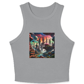 Discover Future Alien Cityscape Ufo Different Planet View Crop Tank Top