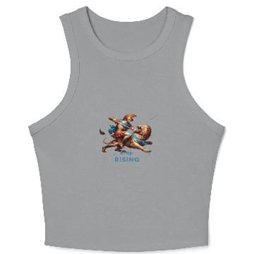 Discover Epic Warrior Battling Lion Crop Tank Top Design