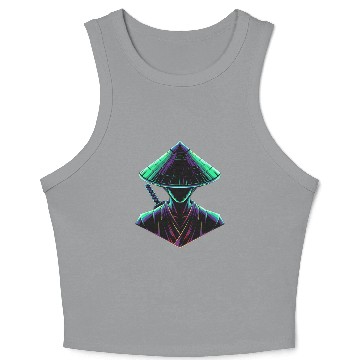 Discover Cyber Samurai Neon Illustration Crop Tank Top