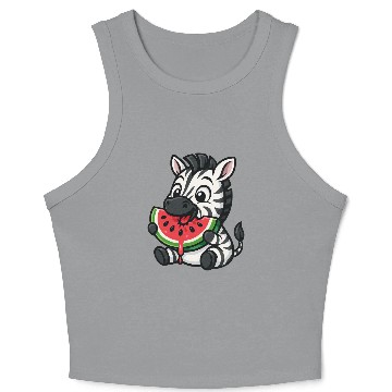 Discover Funny zebra watermelon fruit summer cartoon Crop Tank Top