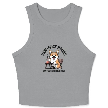 Discover Corgi Coffee Greeting Design Crop Tank Top