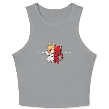 Discover Heavenly Angel vs Devil Cartoon Design Crop Tank Top