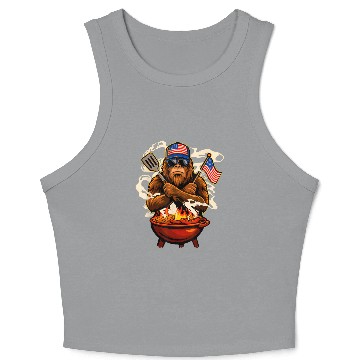 Discover Patriotic BBQ Gorilla Illustration Crop Tank Top