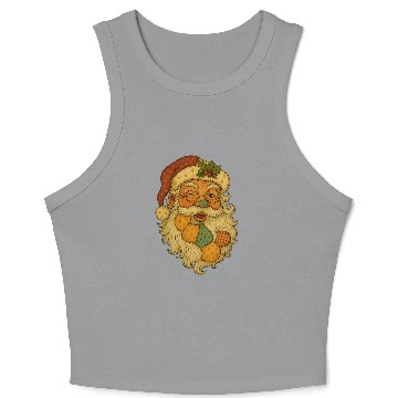 Discover Patchwork Santa Face Vintage Christmas Folk Art Crop Tank Top