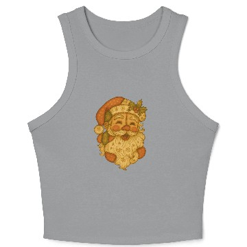 Discover Patchwork Santa Face Vintage Christmas Folk Art Crop Tank Top
