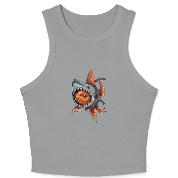 Discover Fierce Fish Shark Hybrid Art Crop Tank Top