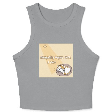Discover Peaceful Cat Relaxation Illustration Crop Tank Top