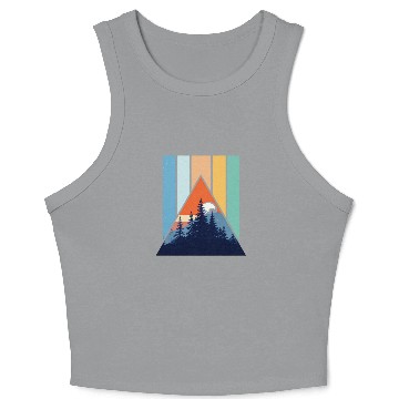 Discover Geometric Mountain Forest Sunset Crop Tank Top