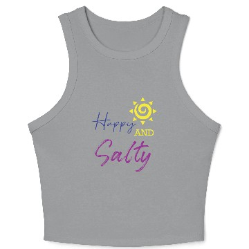 Discover Happy & Salty Sun Design Crop Tank Top