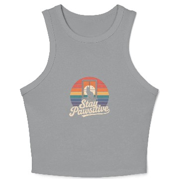 Discover Stay Pawsitive Retro Cat Window Starry Night Crop Tank Top