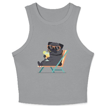 Discover Chill Pug with Sunglasses and Lemonade Crop Tank Top
