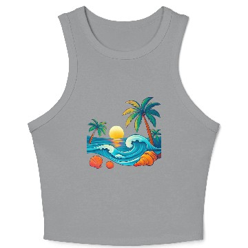 Discover Tropical Sunset Beach Vibes Crop Tank Top