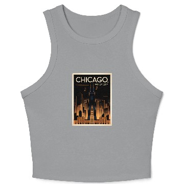 Discover Chicago Skyline Nightscape Design Crop Tank Top