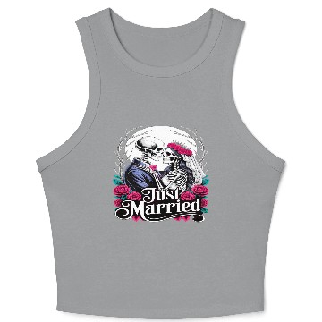 Discover Gothic Just Married Skeletons Bride and Groom Crop Tank Top