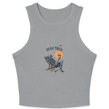 Discover Skeleton Relaxing Under Full Moon Crop Tank Top