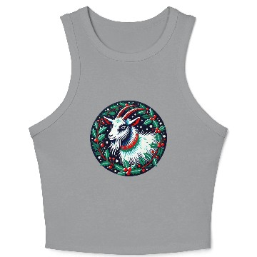 Discover Festive Yule Goat Nordic Holiday Design Crop Tank Top