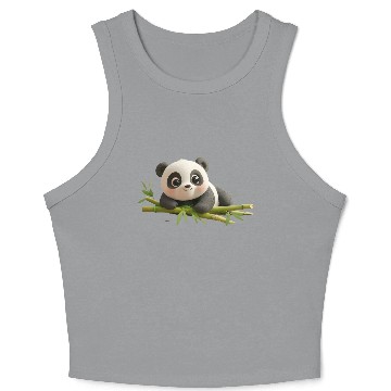 Discover Charming Panda Cub with Bamboo Crop Tank Top