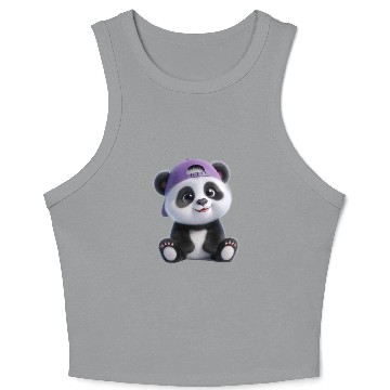 Discover Adorable Panda Boy with Cap Crop Tank Top