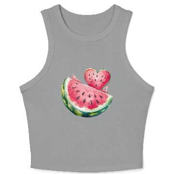 Discover Watermelon Heart Fruit Illustration Crop Tank Top