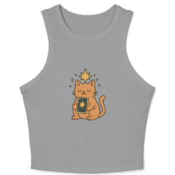 Discover Celestial Cat Tarot Design Crop Tank Top
