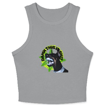 Discover Aggressive Doberman with Spiked Text Crop Tank Top