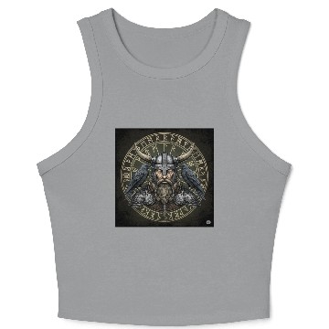 Discover Viking Warrior with Ravens Embossed Helm Crop Tank Top