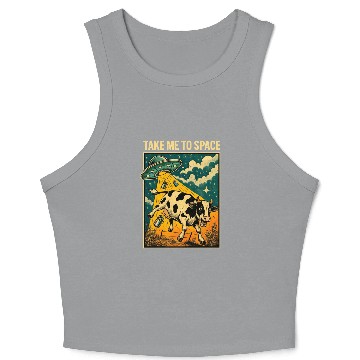 Discover Cosmic Cow UFO Encounter Print Crop Tank Top