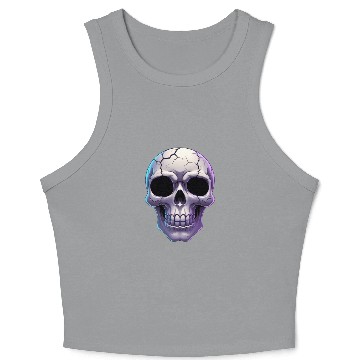 Discover Cracked Midnight Skull Illustration Crop Tank Top