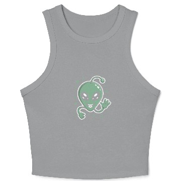 Discover Cute Alien Cartoon Illustration Crop Tank Top