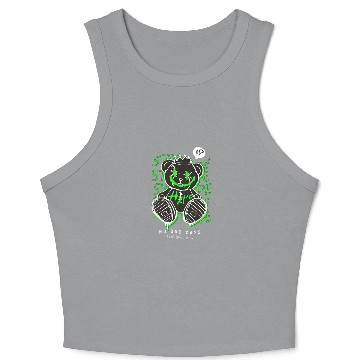 Discover Neon Green Grunge Teddy Bear Design Crop Tank Top