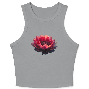Discover Vivid Red Lotus Blossom Design Crop Tank Top