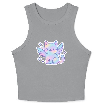 Discover Celestial Winged Cat Illustration Crop Tank Top