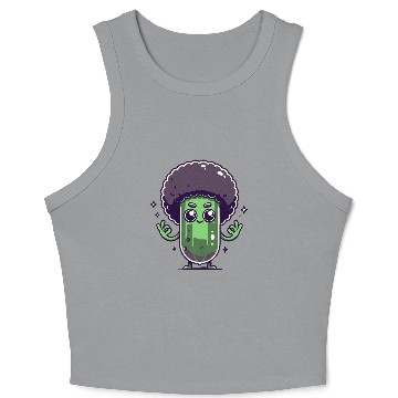Discover Whimsical Broccoli with Afro Hair Crop Tank Top