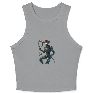 Discover Robot Cowboy – Futuristic Sci-Fi Western Artwork Crop Tank Top