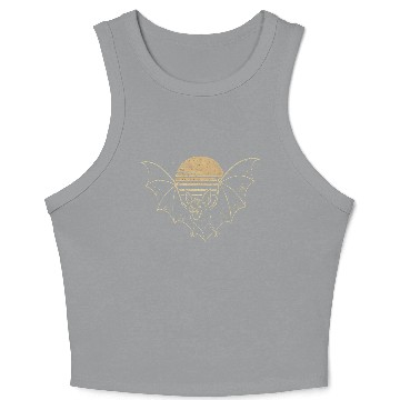 Discover Retro Sunset Bat Silhouette with Full Moon Crop Tank Top