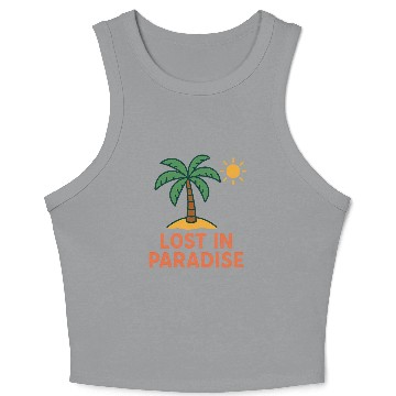 Discover Tropical Sunset Palm Illustration Crop Tank Top