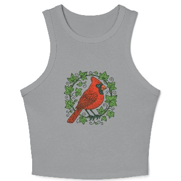 Discover Vibrant Cardinal Amidst Ivy Leaves Crop Tank Top