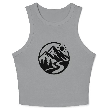 Discover Nature Landscape - Trees, River, and Sun Crop Tank Top