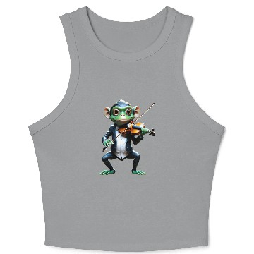 Discover Elegant Monkey Playing Violin Art Crop Tank Top