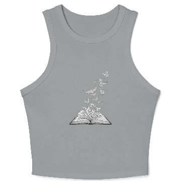 Discover Flying Doves Over Open Book Design Crop Tank Top