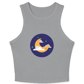 Discover Dreamy Night Sky Crescent Design Crop Tank Top