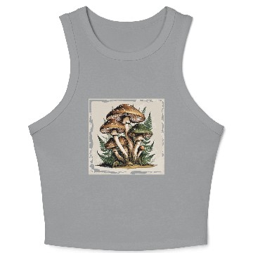 Discover Mushroom Forest Botanical Illustration Crop Tank Top
