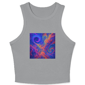 Discover Psychedelic Vortex Swirl in Neon Cosmic Colors Crop Tank Top